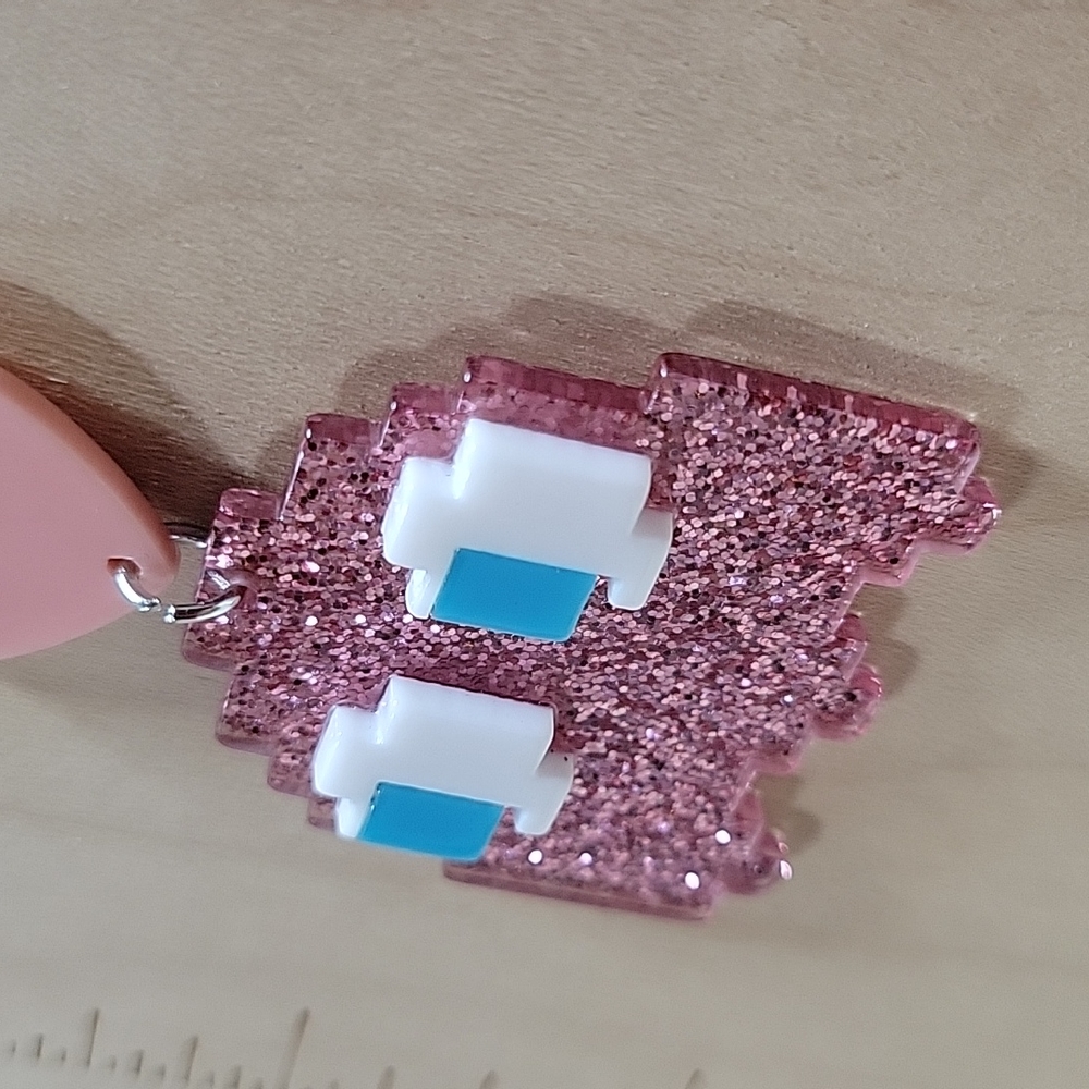 🔥LAST PAIR🔥Gamer Girl PacMan Ghost Drop Earrings - Picture 5 of 5